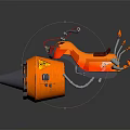 Orange Motorcycle With Flame Design Large Wheel And Spiked Front Cone 3d model