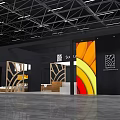 Stylish Modern Exhibition Booth Design With Colorful Decor And Textile Display Sections
