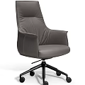 Gray Leather Office Chair with High Back Padded Armrests Swivel Base and Modern Design