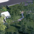 Beautiful Garden Landscape With Green Lawns Trees And Walking Paths