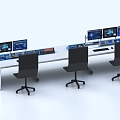 Monitoring room, console, monitoring console, control center, command desk, command center, monitoring and control 3d model