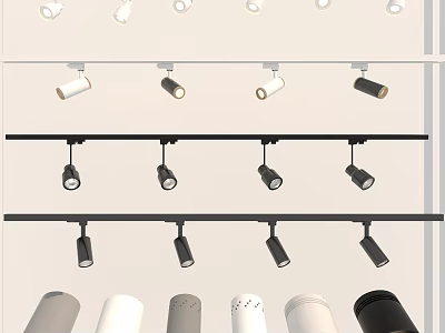 Various Styles of Downlights and Track Spotlights for Indoor Lighting 3d model