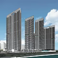 Modern High Rise Residential Towers With Glass Facade And Urban Skyline