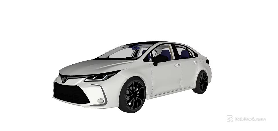 White Toyota Sedan With Modern Design Black Alloy Wheels And Tinted Windows 3d model 