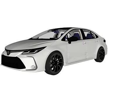 White Toyota Sedan With Modern Design Black Alloy Wheels And Tinted Windows 3d model