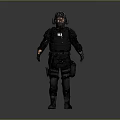 Tactical Game Movie Character in SWAT Uniform with Helmet Goggles and Protective Armor