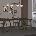 Middle-style dining tables and chairs 3d model