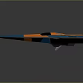 Futuristic Blue And Orange Aircraft With Aerodynamic Sleek Design And Geometric Patterns