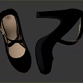 Stylish Black High Heels With Crisscross Straps And Orange Inner Lining