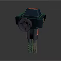 3D Model of Gray Mechanical Part With Circular Hole Red Details And Support Pillars