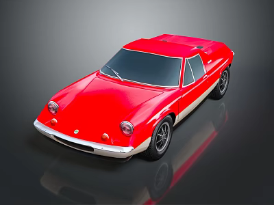 Red Classic Sports Car With Retro Design And Sleek White Accent Body 3d model