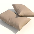 Two Beige Linen Soft Decorative Pillows on White Background for Home Decor