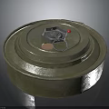 Military Metal Mine Weapon With Multi Layered Top Hexagonal Component Red Button And Metal Ring 3d model