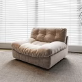 Modern Light Gray Velvet Single Sofa With Plush Cushions In Light Filled Room