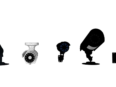 Different Types Of Projection Surveillance Cameras With Various Shapes And Functions 3d model