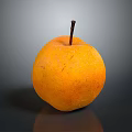 Fresh Orange Pear With Brown Stem On Black Background With Reflection