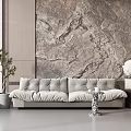 Modern double sofa coffee table combination 3d model