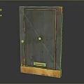 Vintage Metal Door With Rustic Green Orange Patina Brass Handle And Bottom Plate