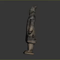 Ancient Terracotta Warrior Sculpture With Intricate Armor Details And Standing Pose
