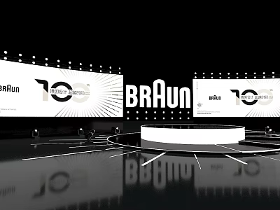 BRAUN 100 Years Anniversary Exhibition Stage With Lighting And Modern Backdrop Design 3d model