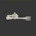 White Industrial Robotic Arm With Extended Arm And Base On Dark Background