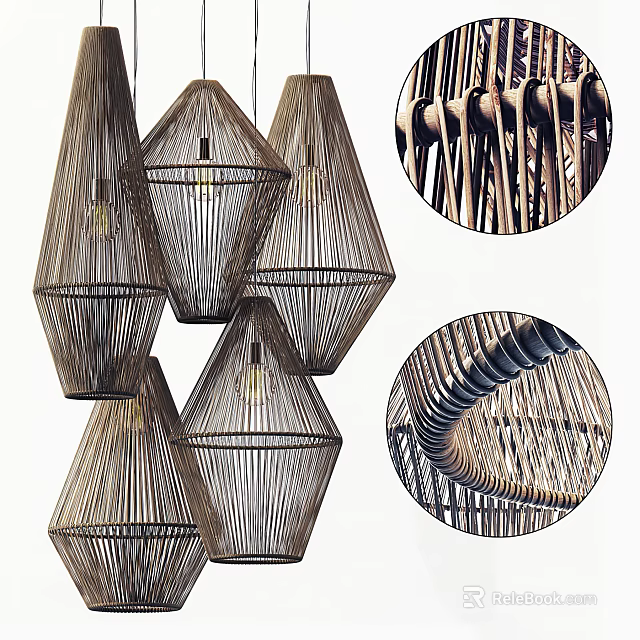Modern Geometric Weave Design Pendant Lights With Multiple Hanging Textured Details 3d model
