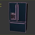 Modern Blue Double Door Refrigerator Freezer with Drawer Style Bottom and Water Dispenser on Door