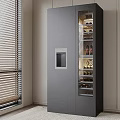 Modern Sleek Freestanding Wine Cabinet With Glass Display Shelves For Elegant Home Wine Storage