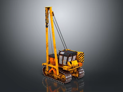 Yellow Crawler Crane With Tracks Boom And Heavy Duty Construction Use 3d model