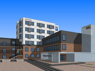 modern office building multi-storey office building 3d model