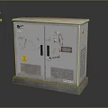 Industrial Computer Control Cabinet With Double Doors Warning Labels Ventilation Grilles And Base Stand 3d model