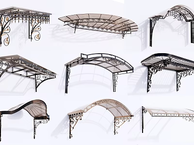 Outdoor Canopies With Metal Frames And Decorative Arched Designs For Patio Use 3d model