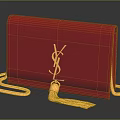 Red Leather Handbag With Gold YSL Logo Chain And Tassel