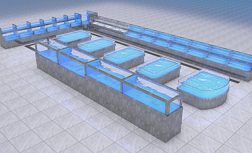 Modern Seafood Pool Hotel Seafood Pool 3d model