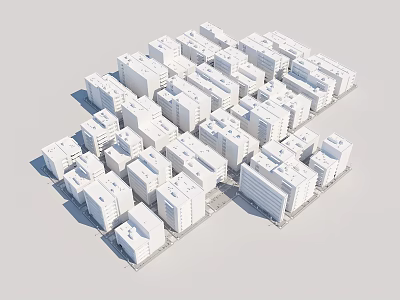 Modern White Urban Building Complex With Regular Arrangement And Dense Layout 3d model
