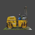 Utility Vehicle With Worn Driver Seat Steering Wheel Blue Gas Cylinder Yellow Hoses And Labels