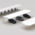 Carport Canopy Structure for Outdoor Parking Area With Parked Vehicles