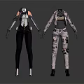 Two Stylish Futuristic Fashion Outfit Designs With Jackets Pants And Accessories
