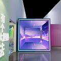Modern Photo Spot With Neon Lights And Colorful Cube Installations