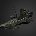 Military Artillery Weapon System With Long Barrel Tracked Carriage And Gun Mount