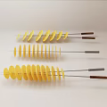 Potato Chips Arranged On Metal And Wooden Skewers
