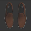 Brown Leather Slip on Shoes with Black Sole and Simple Classic Design