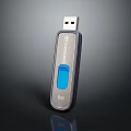 Transcend 8GB USB Flash Drive With Metal Casing And Blue Slider Design