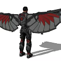 Game Movie Character In Black Red Armor With Large Wings