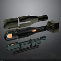 Military Weapon Parts Featuring Green UI1 Launcher Disassembled Sections And Blue Cylindrical Components