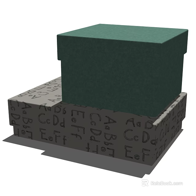 Household Storage Boxes With Green Top And Alphabet Patterned Base For Home Organizing 3d model 