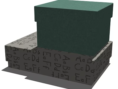 Household Storage Boxes With Green Top And Alphabet Patterned Base For Home Organizing 3d model