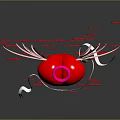 Valentine Heart With Wings Ribbon And Happy Valentine's Day Text Surrounded By Small Red Hearts