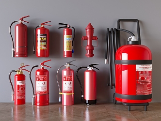 Fire Extinguisher Fire fighting equipment Cart type fire extinguisher 3d model