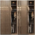 Modern Wardrobe Interior With Hanging Clothes Folded Items Drawers And Shoes Storage 3d model